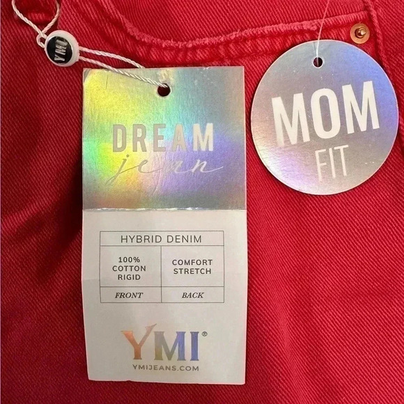 YMI Dream High Rise Mom Fit Ripped Distressed Red Jeans Juniors size 7 New - Picture 4 of 10